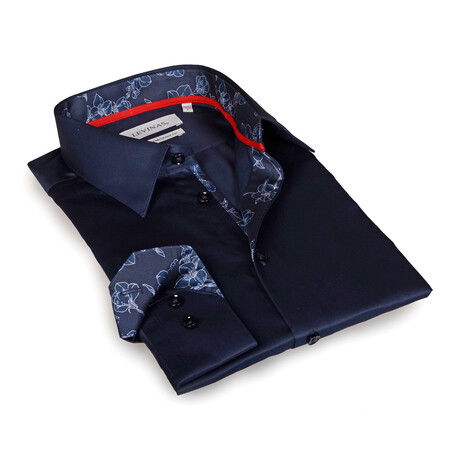 Contemporary Fit Dress Shirt // Navy with Navy Trim (S)