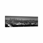 Los Angeles Panoramic Skyline Cityscape (Black & White - Night View) // Unknown Artist (16"H x 48"W x 0.75"D)
