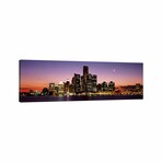 Night Skyline Detroit MI // Panoramic Images (16"H x 48"W x 0.75"D)