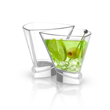 Aqua Vitae Collection // Set of 2 Triangle Off Base Martini Glasses // 7.2 oz
