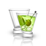 Aqua Vitae Collection // Set of 2 Square Off Base Martini Glasses // 7.5 oz