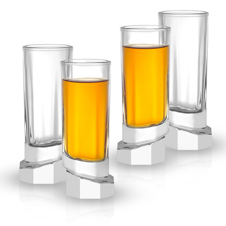 Aqua Vitae Collection // Set of 4 Octagon Off Base Shot Glasses // 1.69 oz