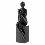 Antoinette Doll Sculpture with Base (Matte Black)