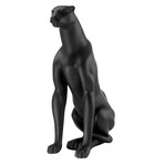 Boli Sitting Panther Sculpture (Matte Black)