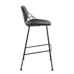 Linnea Bar Stool // Set of 2 (Black Fabric with Matte Black Legs)