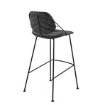 Linnea Bar Stool // Set of 2 (Black Fabric with Matte Black Legs)