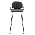 Linnea Bar Stool // Set of 2 (Black Fabric with Matte Black Legs)