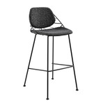 Linnea Bar Stool // Set of 2 (Black Fabric with Matte Black Legs)