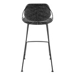 Linnea Bar Stool // Set of 2 (Black Fabric with Matte Black Legs)