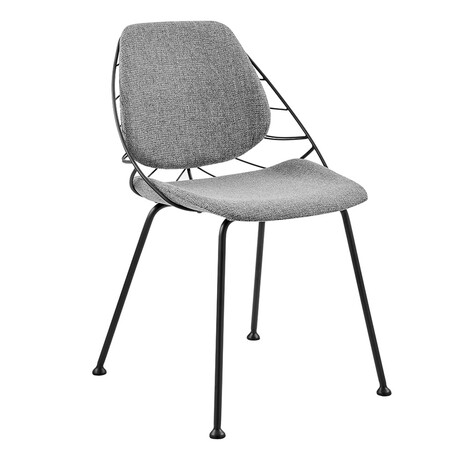 Linnea Side Chair // Light Gray Fabric + Matte Black Frame and Legs // Set of 2