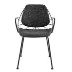 Linnea Armchair // Light Gray Fabric + Matte Black Frame and Legs // Set of 2