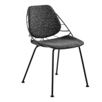 Linnea Side Chair // Light Gray Fabric + Matte Black Frame and Legs // Set of 2