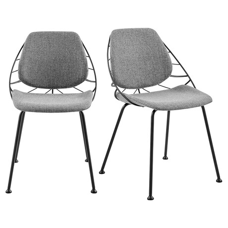 Linnea Side Chair // Light Gray Fabric + Matte Black Frame and Legs // Set of 2