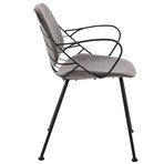 Linnea Armchair // Light Gray Fabric + Matte Black Frame and Legs // Set of 2