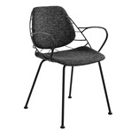 Linnea Armchair // Light Gray Fabric + Matte Black Frame and Legs // Set of 2