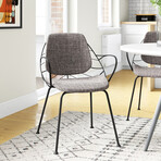 Linnea Armchair // Light Gray Fabric + Matte Black Frame and Legs // Set of 2