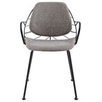 Linnea Armchair // Light Gray Fabric + Matte Black Frame and Legs // Set of 2