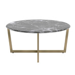 Llona 36" Round Coffee Table // Black + Gold