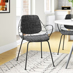 Linnea Armchair // Light Gray Fabric + Matte Black Frame and Legs // Set of 2