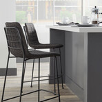 Elma Counter Stool // Set of 2 (Black Fabric with Matte Black Frame and Legs)