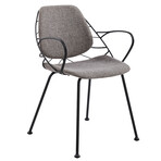 Linnea Armchair // Light Gray Fabric + Matte Black Frame and Legs // Set of 2