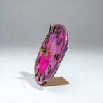 Genuine Polished Pink Banded Agate Slice Clock // 227g