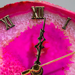 Genuine Polished Pink Banded Agate Slice Clock // 350g