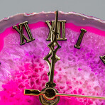 Genuine Polished Pink Banded Agate Slice Clock // 227g