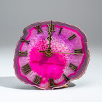 Genuine Polished Pink Banded Agate Slice Clock // 227g