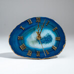 Genuine Polished Blue Banded Agate Slice Clock // 267g
