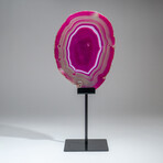 Genuine Pink Banded Agate Slice on a Custom Metal Stand // 3 lb