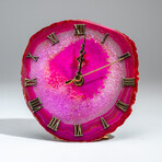 Genuine Polished Pink Banded Agate Slice Clock // 350g