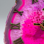 Genuine Polished Pink Banded Agate Slice Clock // 227g