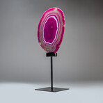 Genuine Pink Banded Agate Slice on a Custom Metal Stand // 3 lb
