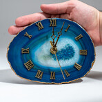 Genuine Polished Blue Banded Agate Slice Clock // 267g