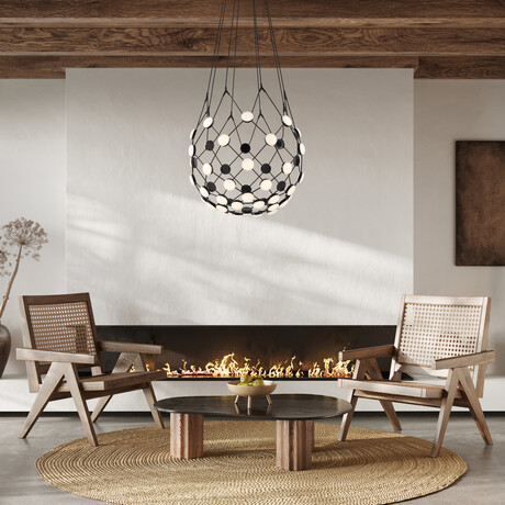 Contemporary LED Basket Chandelier // Black