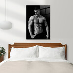 Erotica Model Pose Glass Wall Art (25.6"H x 17.7"W)