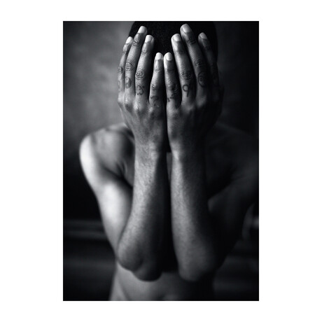 Erotica Face Cover Glass Wall Art (25.6"H x 17.7"W)