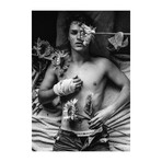 Erotica Lying Flower Glass Wall Art (25.6"H x 17.7"W)