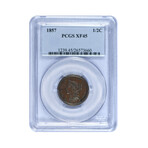 1857 Braided Hair Half Cent // PCGS Certified XF45 // Deluxe Collector's Pouch