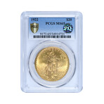 1922 $20 Gold St Gaudens // PCGS Certified MS65 // Wood Presentation Box