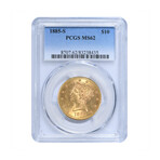 1885-S $10 Gold Liberty Eagle // PCGS Certified MS62 // Wood Presentation Box