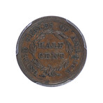 1857 Braided Hair Half Cent // PCGS Certified XF45 // Deluxe Collector's Pouch