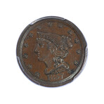1857 Braided Hair Half Cent // PCGS Certified XF45 // Deluxe Collector's Pouch