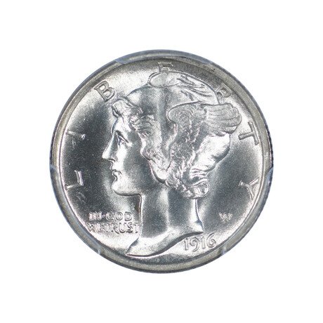 1916 Mercury Dime // PCGS Certified MS67 FB // Deluxe Collector's Pouch