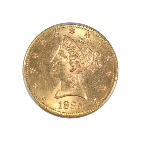 1885-S $10 Gold Liberty Eagle // PCGS Certified MS62 // Wood Presentation Box