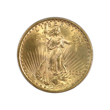 1922 $20 Gold St Gaudens // PCGS Certified MS65 // Wood Presentation Box