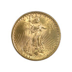 1922 $20 Gold St Gaudens // PCGS Certified MS65 // Wood Presentation Box