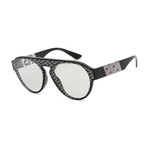 Versace Unisex 0VE4420 Sunglasses // Black + Light Gray Monogram Silver