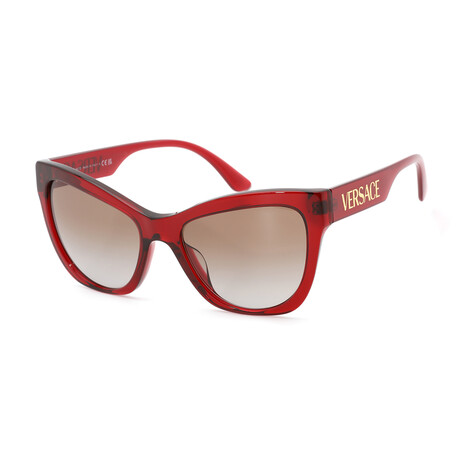 Versace Women's 0VE4417U Sunglasses // Transparent Red + Gray Gradient Brown